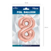 Folieballong siffra 8 roséguld 70 cm