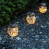 Solcellelykt i glass 4-pakning – hengende led-lamper med varmhvitt lys