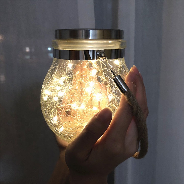 Solcellelykt i glass 4-pakning – hengende led-lamper med varmhvitt lys - bilde 6