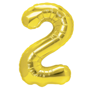 Folieballong Siffra 2 Guld 40 cm