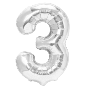 Folieballong Siffra 3 Silver 40 cm