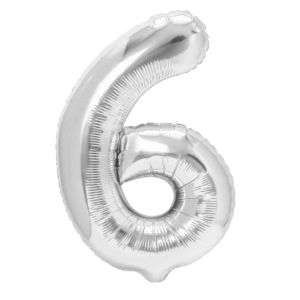 Folieballong Siffra 6 Silver 40 cm