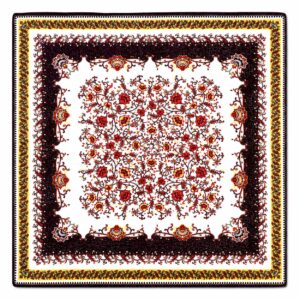 Bandana med Blommor 55 cm – Vit Röd & Gul Huvudduk Scarf i Bomull