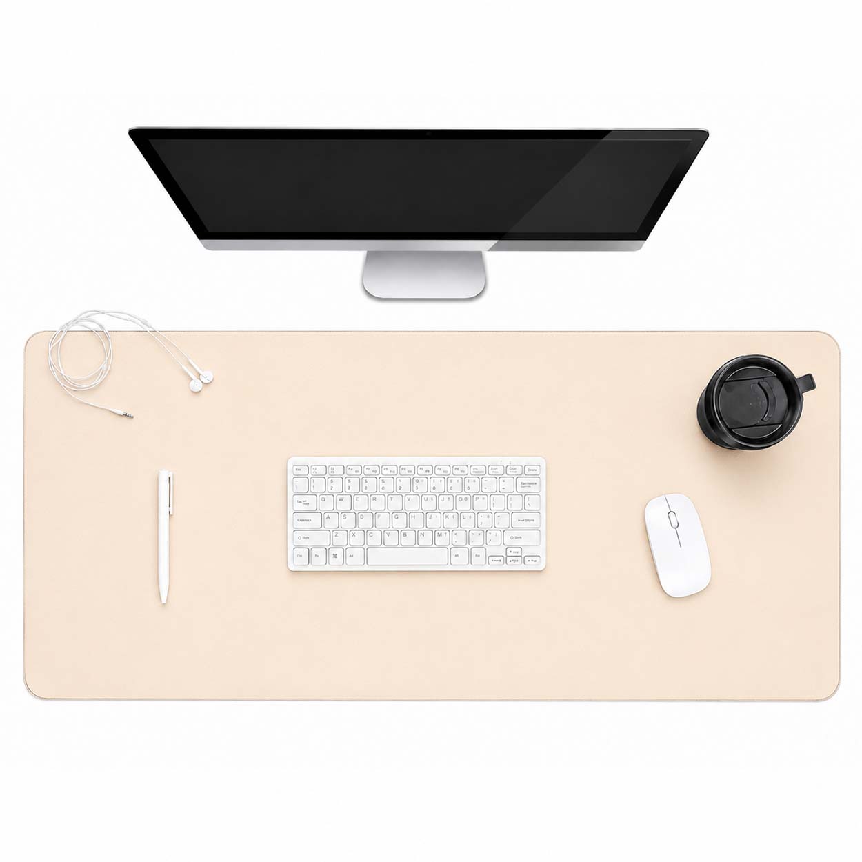 Beige skrivbordsunderlägg deskmat 60x30 cm pu-läder
