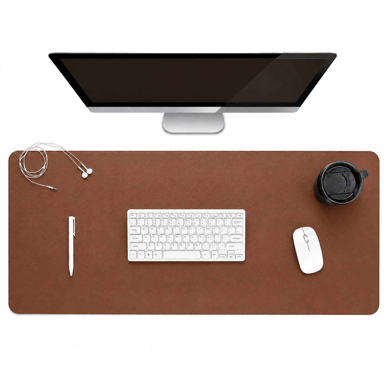 Brunt skrivbordsunderlägg deskmat 90x40 cm pu-läder