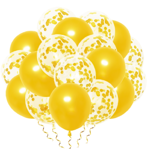 Ballongbukett gull med konfetti 12 tommer – 20-pakning