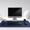 Mörkblått skrivbordsunderlägg deskmat 120x60 cm pu-läder