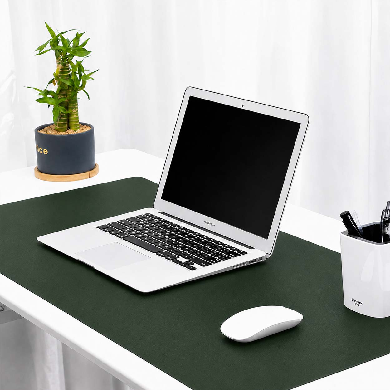 Grönt skrivbordsunderlägg deskmat 90x45 cm pu-läder - bild 5