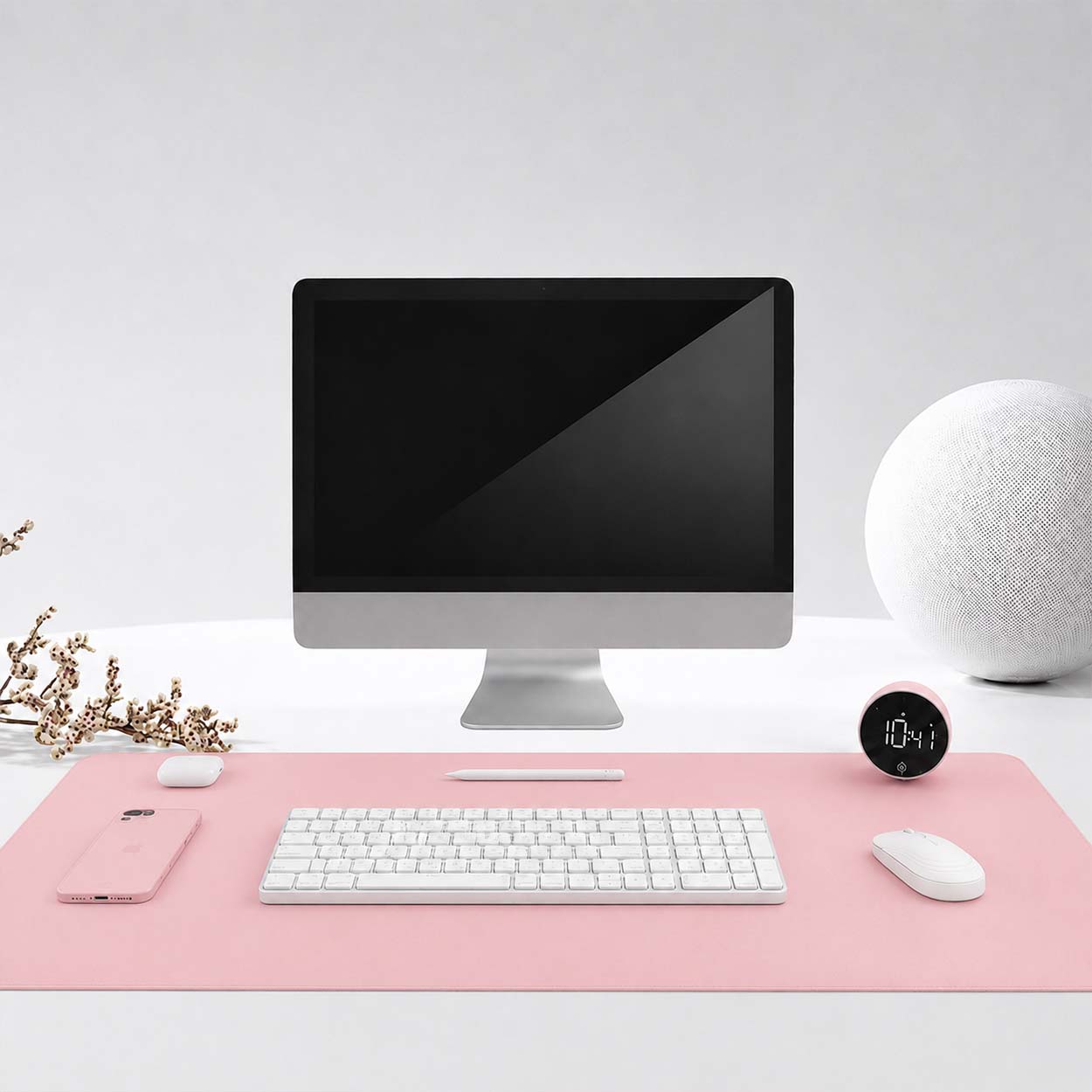 Rosa skrivebordsunderlag deskmat 60x30 cm pu-lær - bilde 3