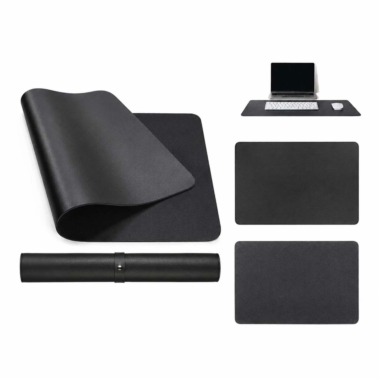 Svart skrivbordsunderlägg deskmat 90x40 cm pu-läder - bild 5