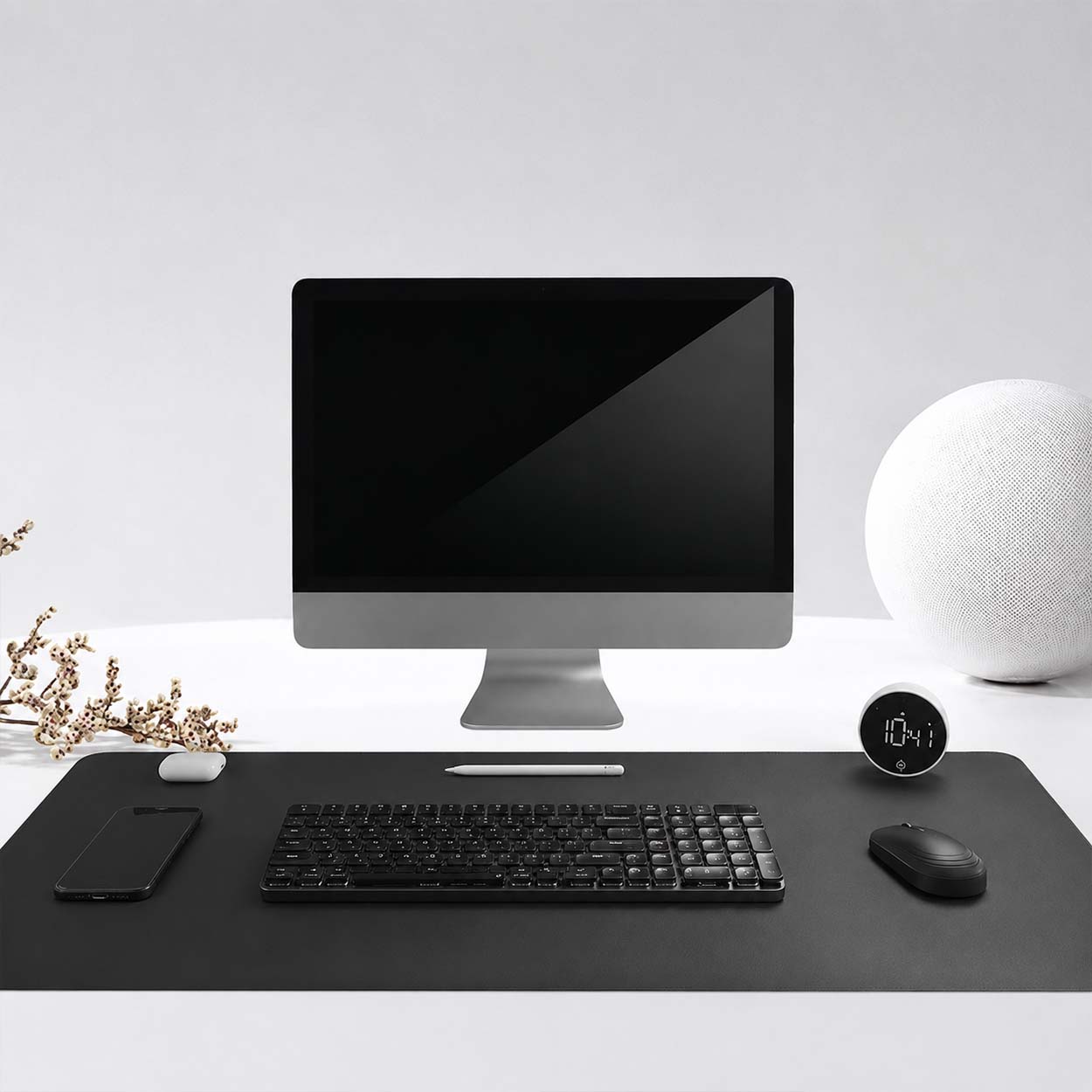 Svart skrivbordsunderlägg deskmat 90x40 cm pu-läder - bild 2