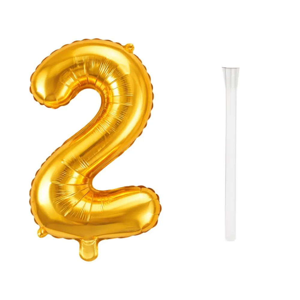 Ballong siffra 2 guld 66 cm – folieballong för födelsedag & festdekoration - bild 3