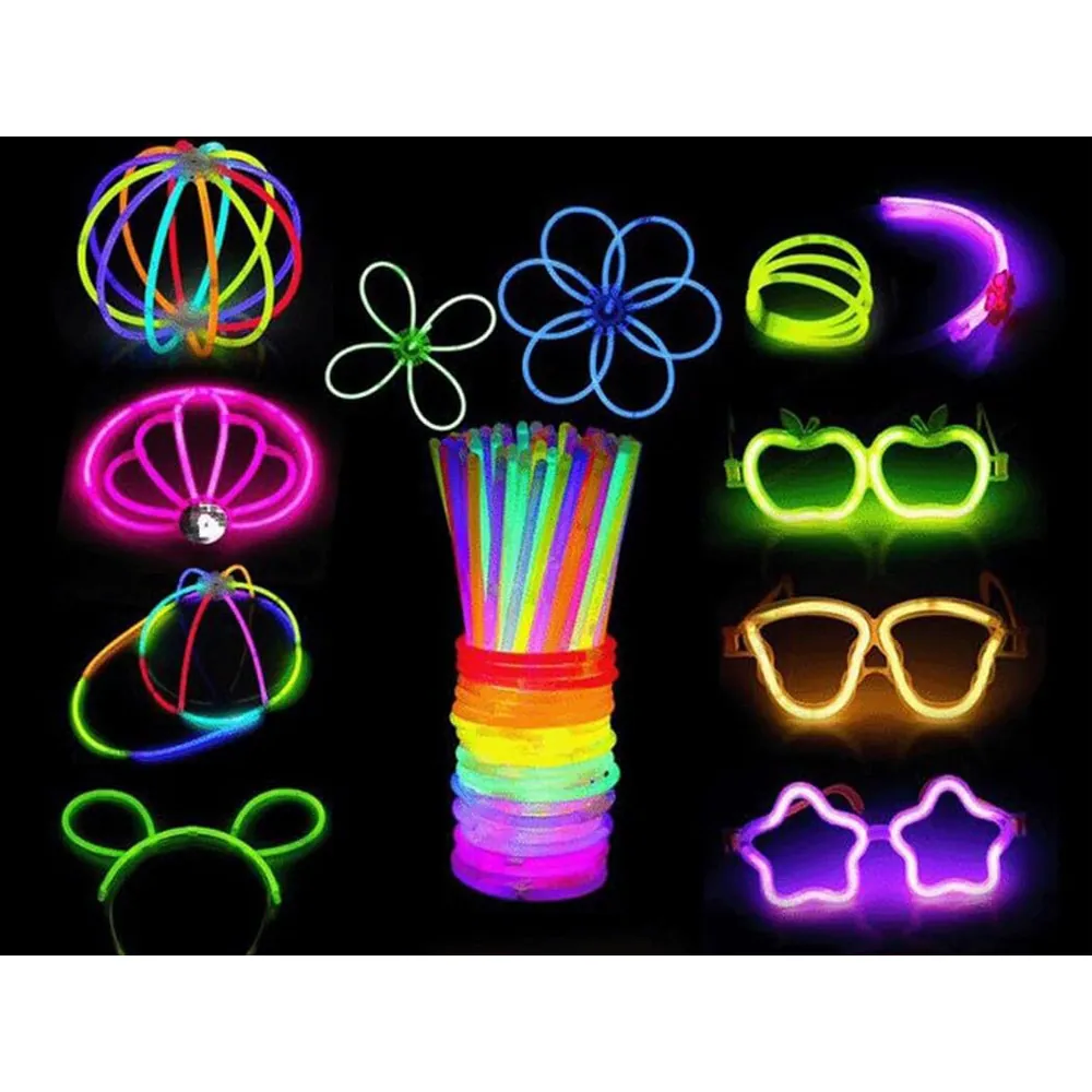 Fluorescerande glow armband 20 cm – färgglada ljusstickor för fest, event & festival (100-pack) - bild 4