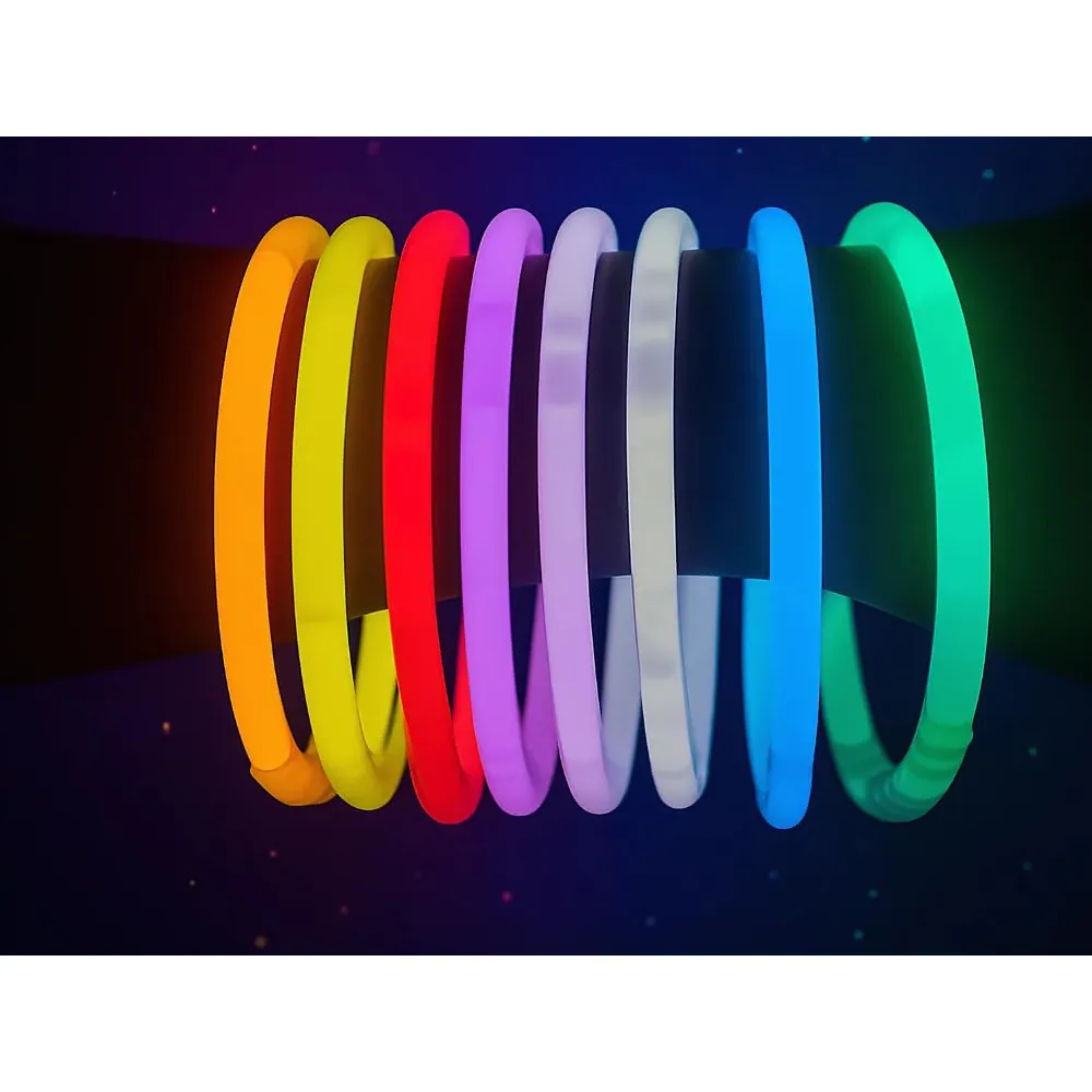 Fluorescerande glow armband 20 cm – färgglada ljusstickor för fest, event & festival (100-pack) - bild 7