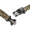Parcordarmband 5-i-1 camouflage – kompass, tändstål, visselpipa, survival