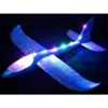 Stort led flygplan i skumplast 47 cm – glidflygplan med led-ljus blå