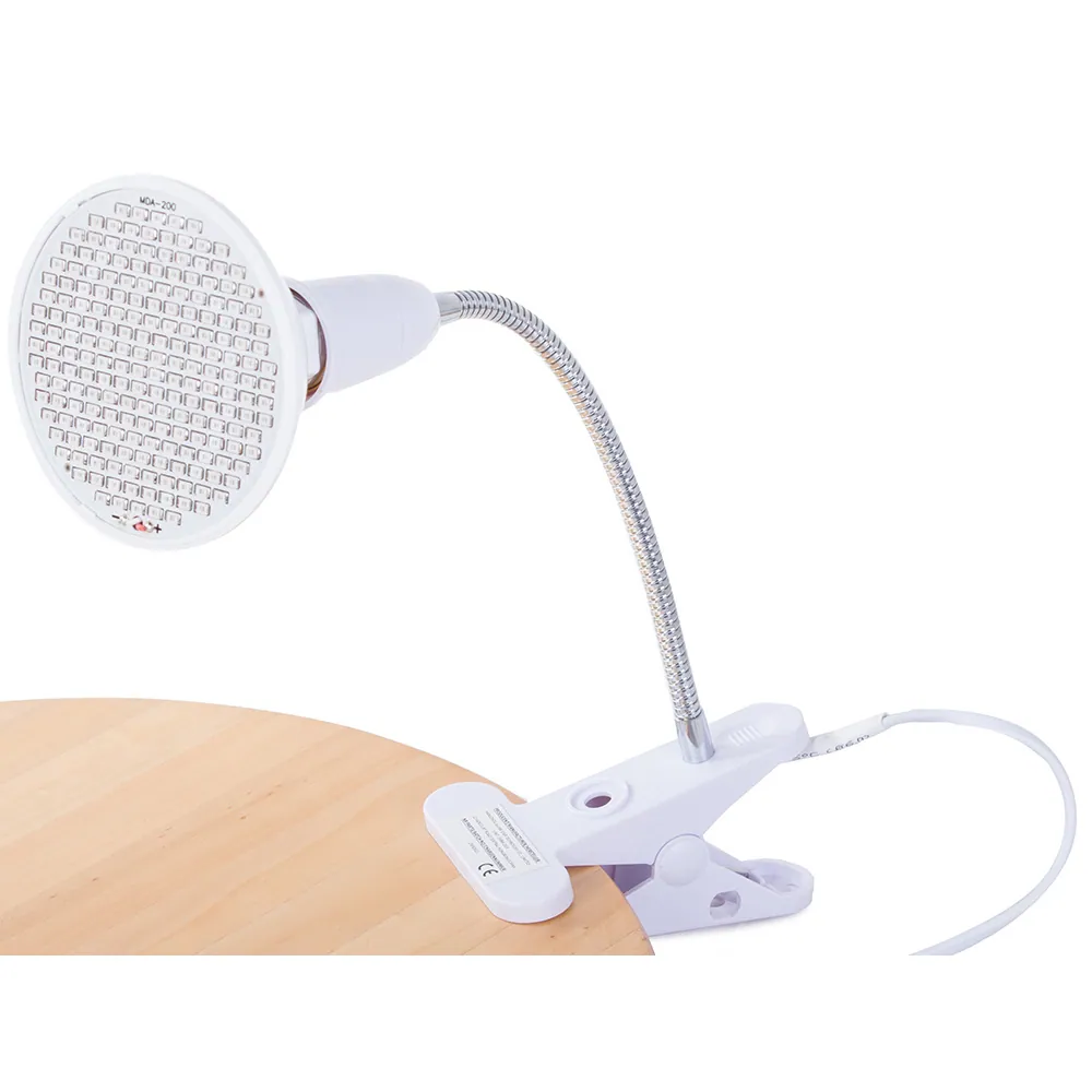 Växtlampa led 200 dioder 20w – grow light med klämma & flexibel arm e27 vit - bild 3